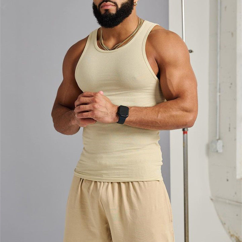 Belro Ultimate Men's Sleeveless Tee in black, front view showing sleeveless design and comfortable fit.