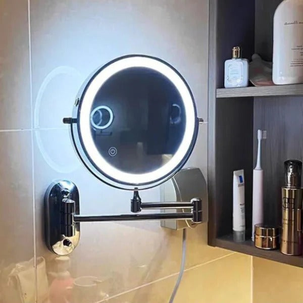 Belro rechargeable LED magnifying mirror with built-in light, ideal for detailed makeup application and personal grooming.
