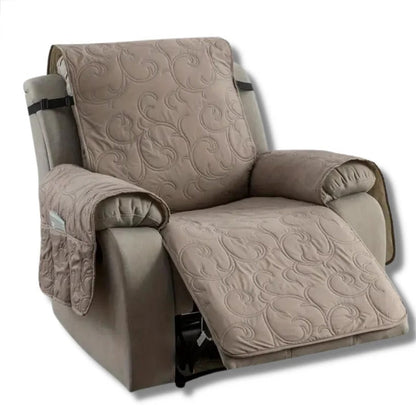 Belro waterproof recliner slipcover in a cozy living room setting, protecting recliner with durable, fitted fabric.