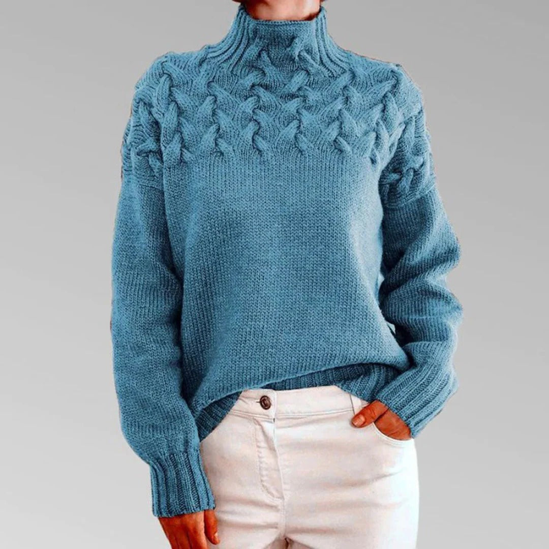 Belro women's knitted turtleneck sweater in cozy, soft fabric, featuring a classic fit and ribbed collar.