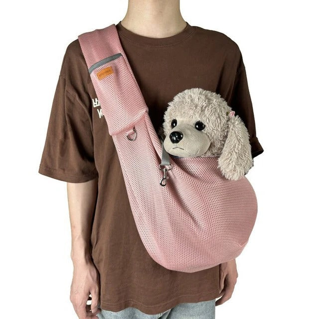 Belro lightweight breathable crossbody dog sling shoulder bag designed for automotive use, shown in a natural, functional setup.