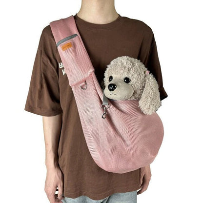 Belro lightweight breathable crossbody dog sling shoulder bag designed for automotive use, shown in a natural, functional setup.