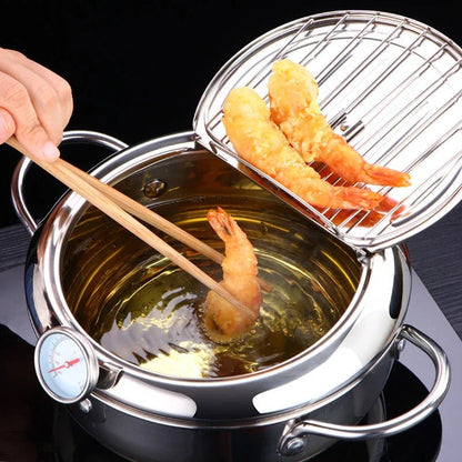 Belro Master Fryer with thermometer for home kitchen, featuring a sleek design and temperature control for perfect frying.