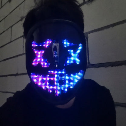 Belro LED Smart Mask with colorful light display, wearable costume accessory for costumes and parties.