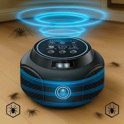 Belro Ultrasonic Spider Repeller for outdoor pest control, showing the device designed to repel spiders in the garden.