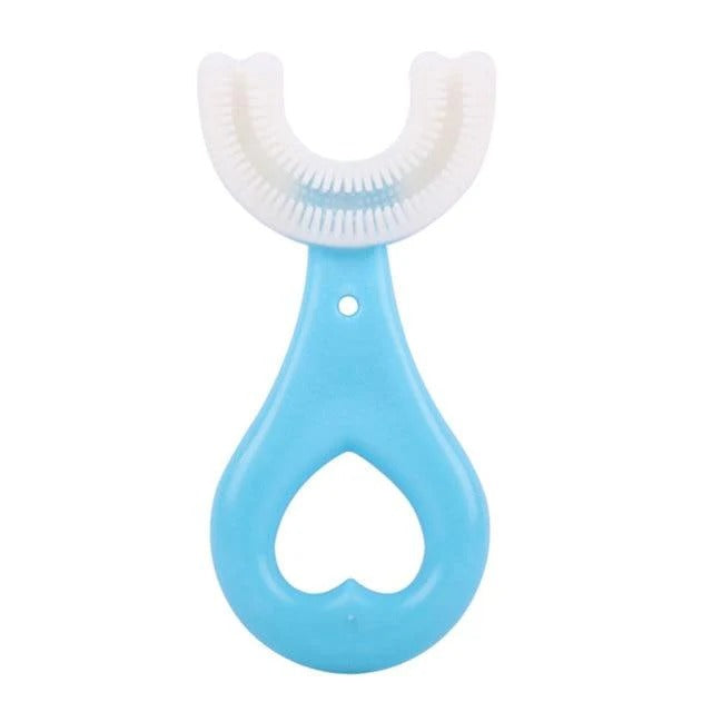 Belro toddler U-shape toothbrush with soft bristles designed for gentle oral cleaning for young children.