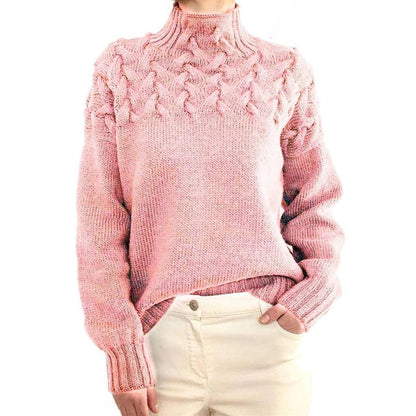 Women's Belro knitted turtleneck sweater, cozy and warm, shown in a natural pose highlighting the soft fabric and classic design.