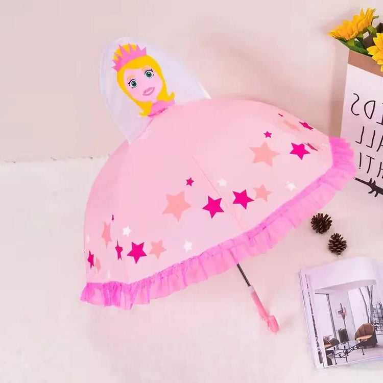 Colorful Rainbow Fun Kids Umbrella by Belro with a vibrant rainbow design and sturdy handle, perfect for children.