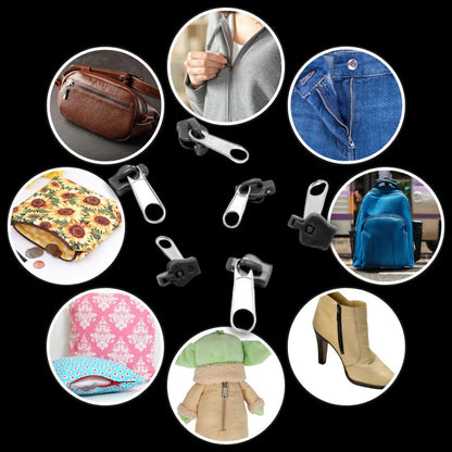 Belro Quick Zipper Pull Replacement for men's clothing, close-up of silver zipper pull on jacket zipper.