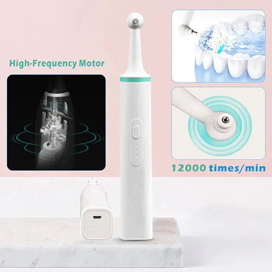 Belro plaque remover device for teeth and gums, electric dental cleaning tool with sleek design and ergonomic handle.