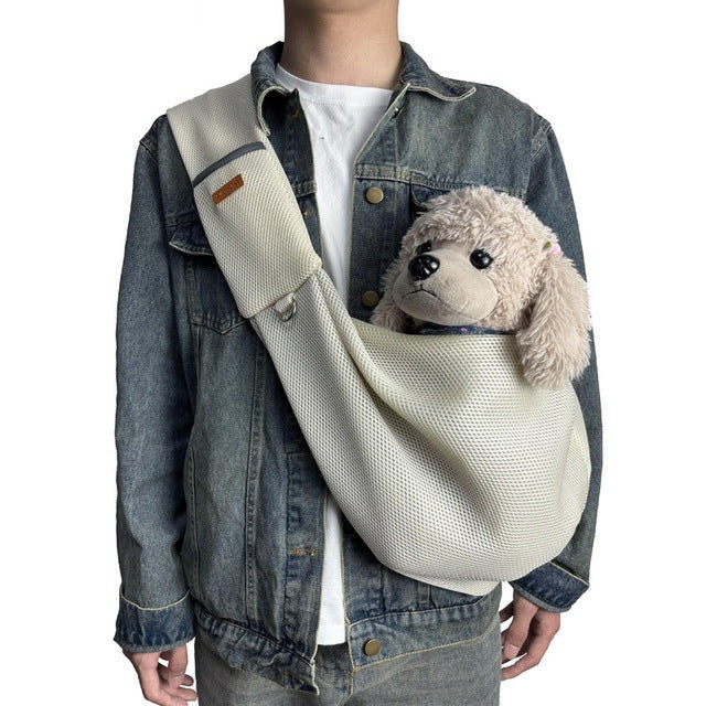 Belro lightweight breathable crossbody dog sling shoulder bag designed for automotive use, with comfortable shoulder strap and compact design.