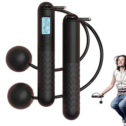 Belro weighted cordless jump rope with counter, designed for men's fitness, featuring a durable rope and digital counting display.