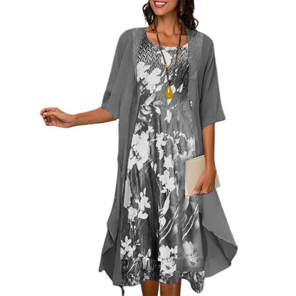 Belro summer elastic dress shown on a model, featuring a lightweight, flowy fabric with a fitted waist and short sleeves.