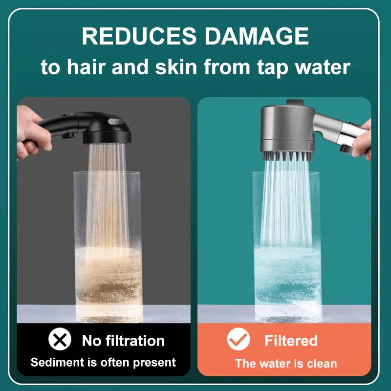 Belro high pressure showerhead with multiple spray settings, chrome finish, and durable metal construction for powerful water flow.