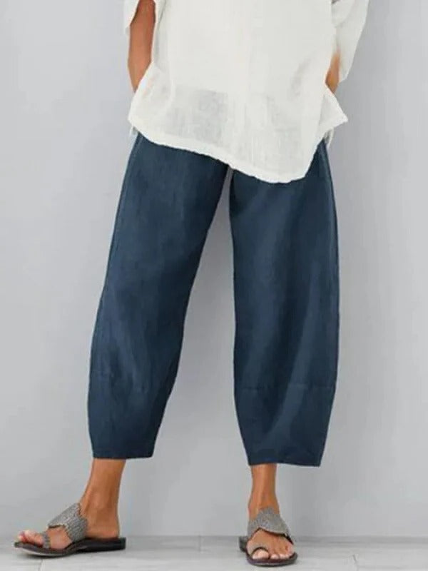 Women’s linen leisure pants by Belro, lightweight and breathable, styled for casual comfort in soft linen fabric.