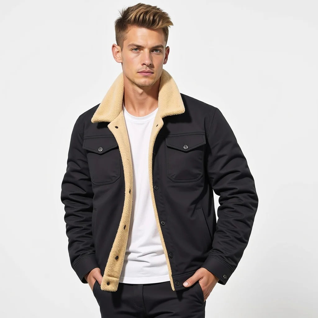 Men's vintage bomber jacket by Belro featuring classic design, ribbed cuffs, and a zip front, styled for casual wear.
