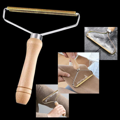 Belro portable lint and pet hair remover for home and outdoor use, shown in a close-up image on a fabric surface.