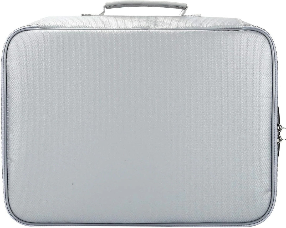 Belro multi-layer document organizer bag with zipper, designed for cards, files, and travel storage, showing multiple compartments.