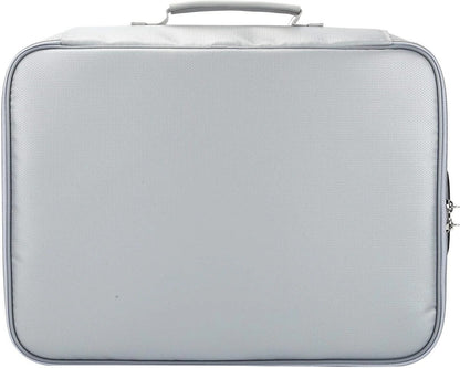 Belro multi-layer document organizer bag with zipper, designed for cards, files, and travel storage, showing multiple compartments.