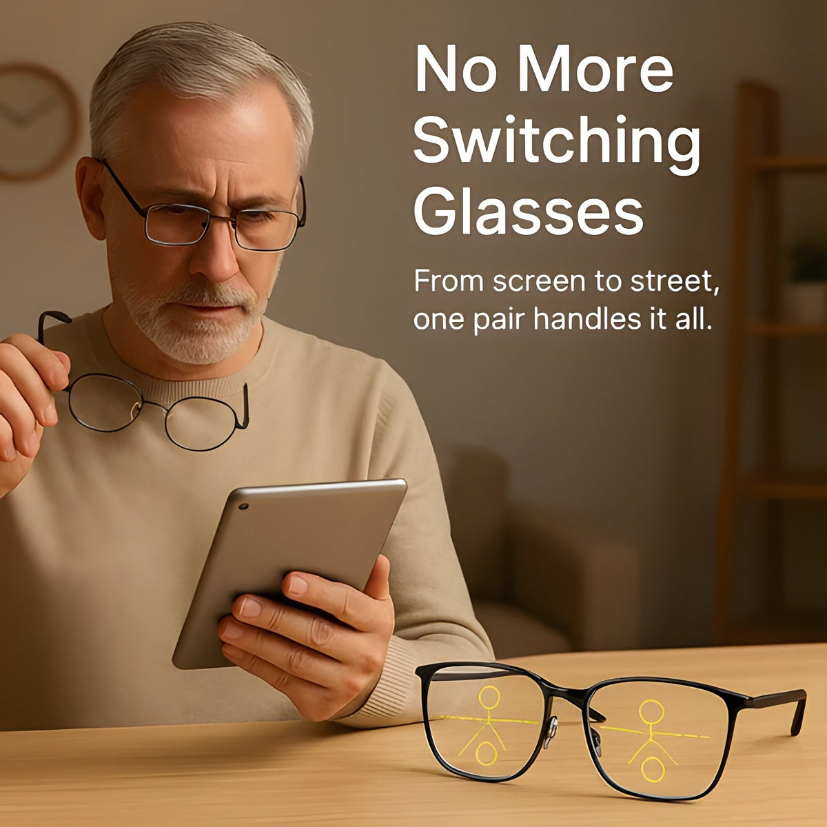 Belro progressive multifunction glasses with built-in camera lens, designed for versatile electronic and photography use.