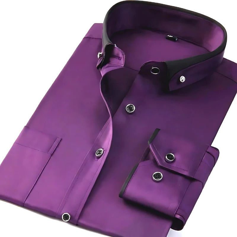 Men's long-sleeved Belro shirt with a modern, stylish design, featuring a classic collar and button-up front.