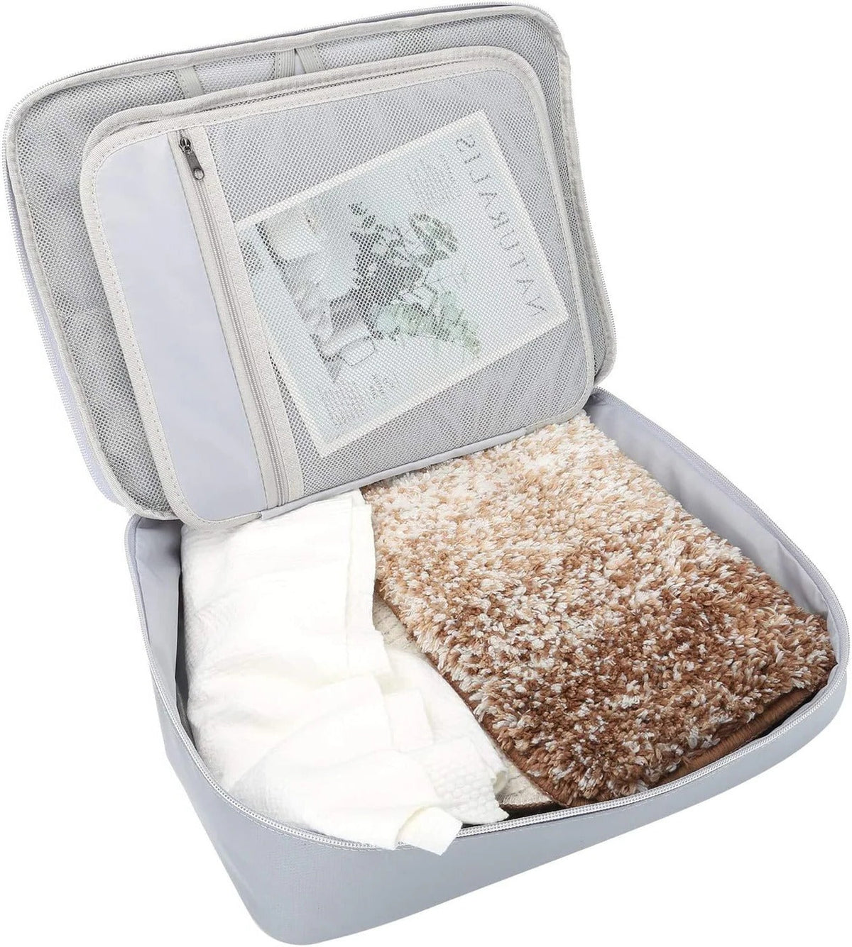 Belro multi-layer document organizer bag with zipper, designed for storing cards, files, and travel essentials.