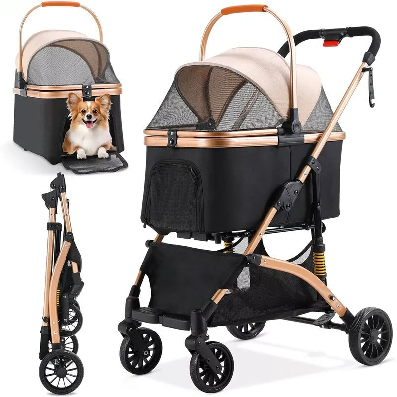 Belro dog stroller and transport box for automotive travel, featuring a sturdy design and secure enclosure for pets.