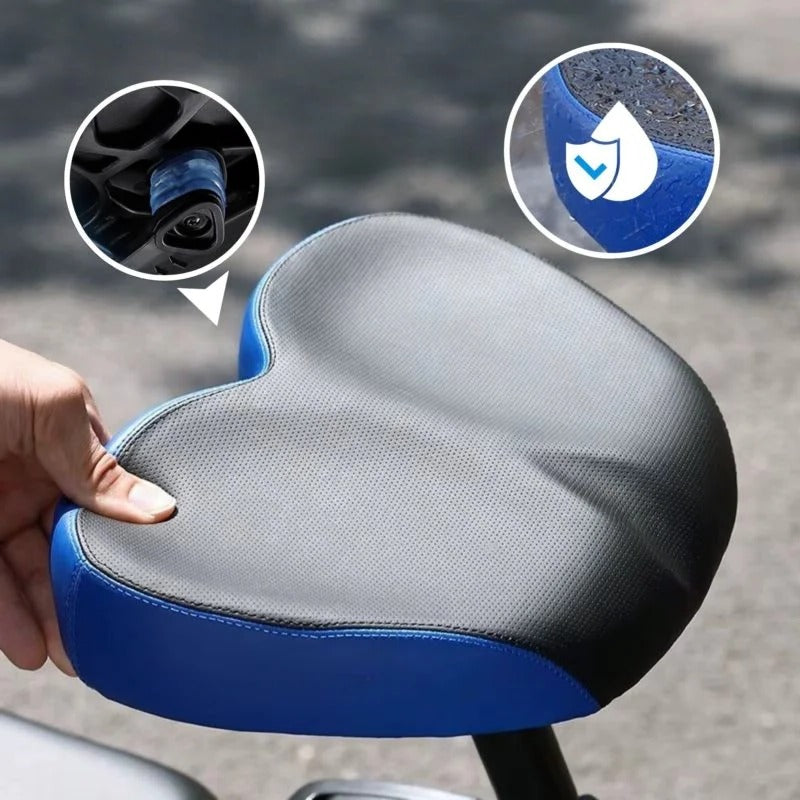 Belro wide bike saddle for comfortable outdoor cycling, featuring a broad, cushioned design suitable for various bike types.