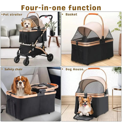 Belro dog stroller and transport box for automotive travel, featuring a secure carrier with comfortable seating for pets.