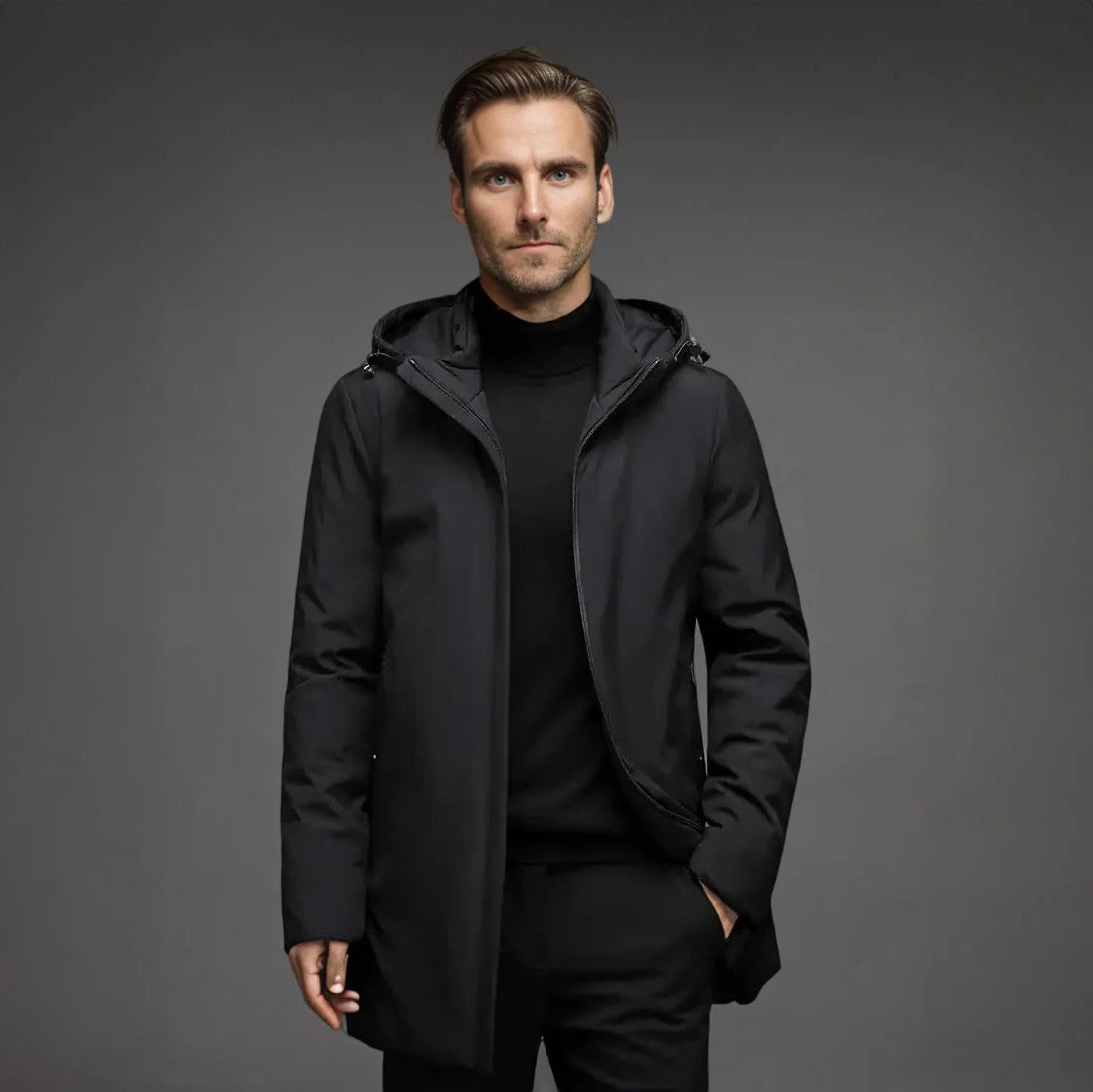 Men's Belro waterproof winter parka with lined interior, durable jacket ideal for cold weather and outdoor activities.