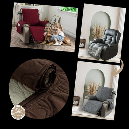 Belro waterproof recliner slipcover in a cozy fabric, designed to protect and decorate a home recliner chair.