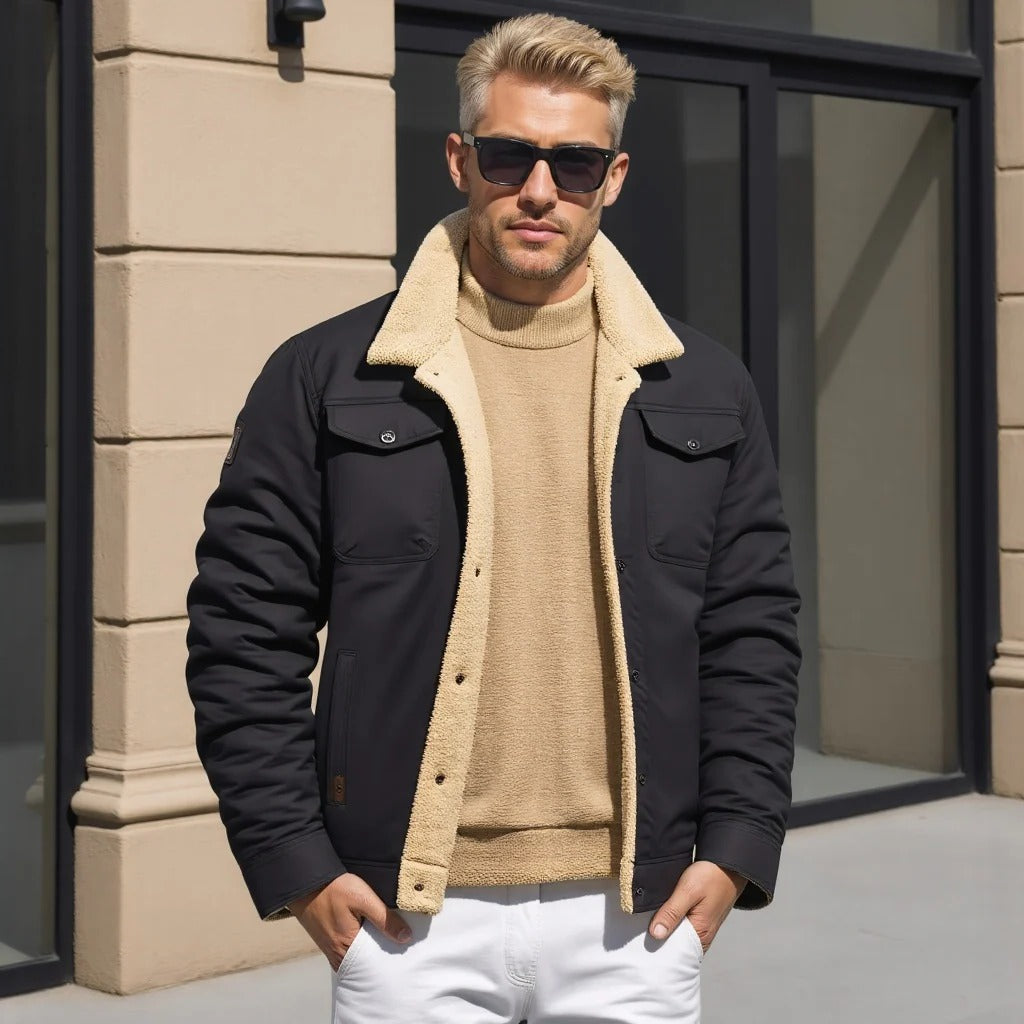 Belro vintage men's bomber jacket featuring classic design with ribbed cuffs and collar, displayed on a hanger.