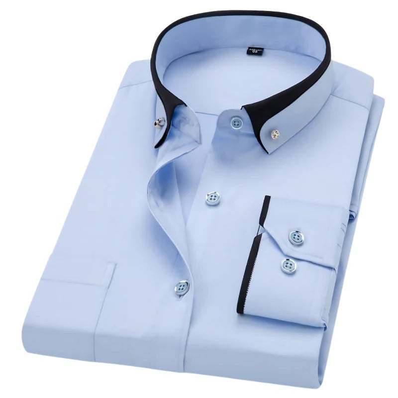 Belro men's long-sleeved shirt in stylish design, featuring a modern fit and button-down collar, ideal for 2024 fashion.