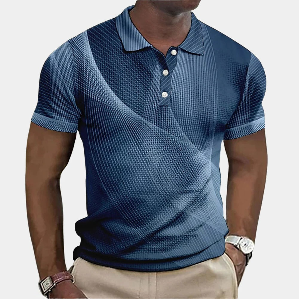 Men's stylish Belro polo shirt in classic design, featuring a collar and short sleeves, showcased on a neutral background.