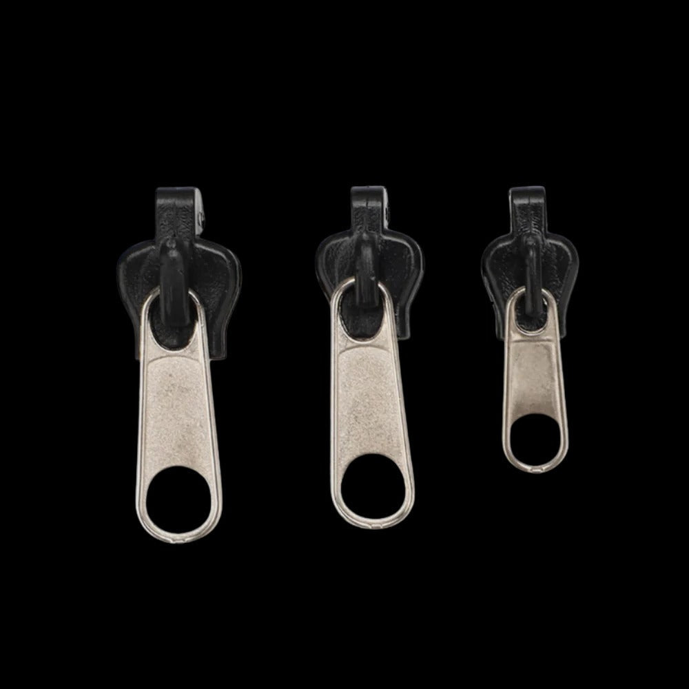 Belro Quick Zipper Pull Replacement for men's clothing, showing a close-up of the durable zipper pull in black.