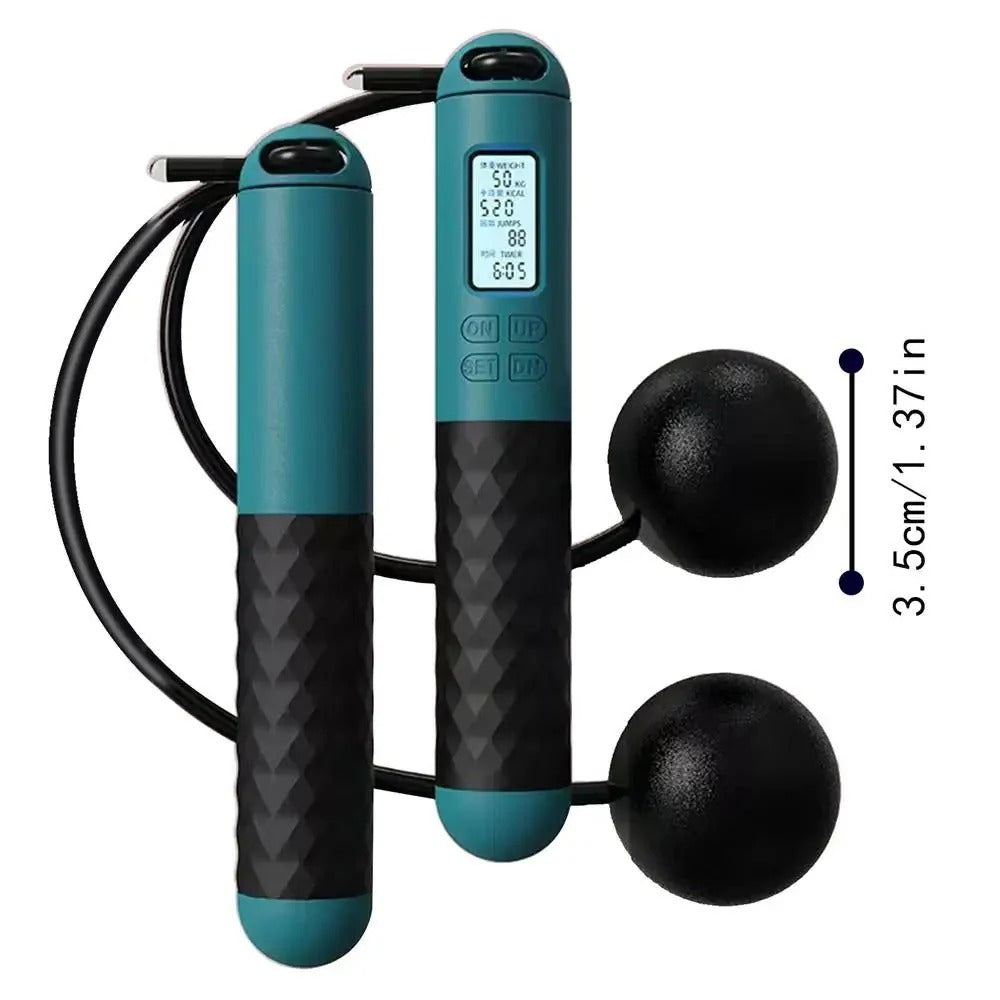 Belro weighted cordless jump rope with built-in counter, designed for men's fitness and cardio workouts, lightweight and durable.