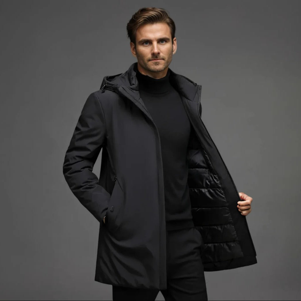 Men's Belro waterproof winter parka with lined interior, durable jacket for cold weather and outdoor activities.