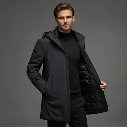 Men's Belro waterproof winter parka with lined interior, durable jacket for cold weather and outdoor activities.