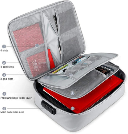 Belro multi-layer safety document organizer bag with zipper, suitable for cards, files, and travel storage.