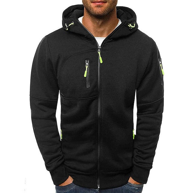 Belro men's high-quality hoodie in charcoal gray, made of soft activewear fabric, showing front view with hood and pockets.