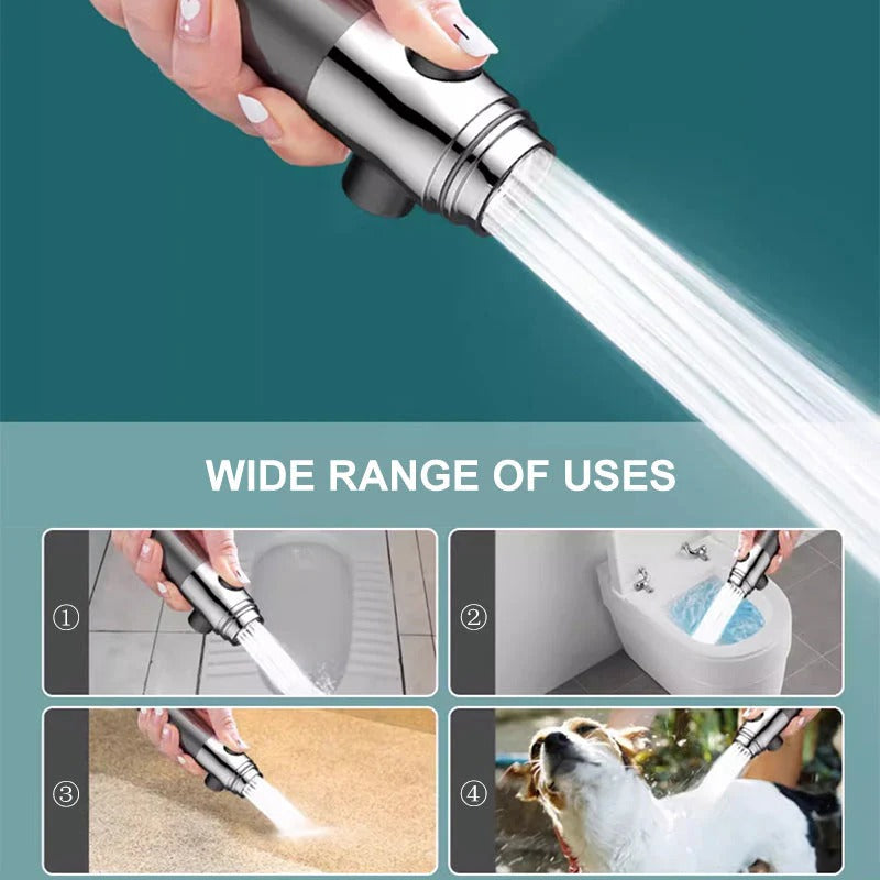 Belro high pressure showerhead mounted on bathroom wall, showcasing sleek design and water spray pattern for powerful showers.