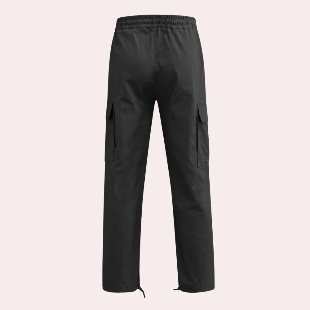 Belro men's cargo pants showing multiple pockets, relaxed fit, and durable fabric in a neutral color.