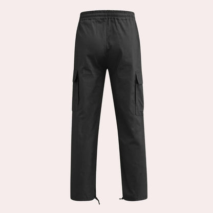 Belro men's cargo pants showing multiple pockets, relaxed fit, and durable fabric in a neutral color.