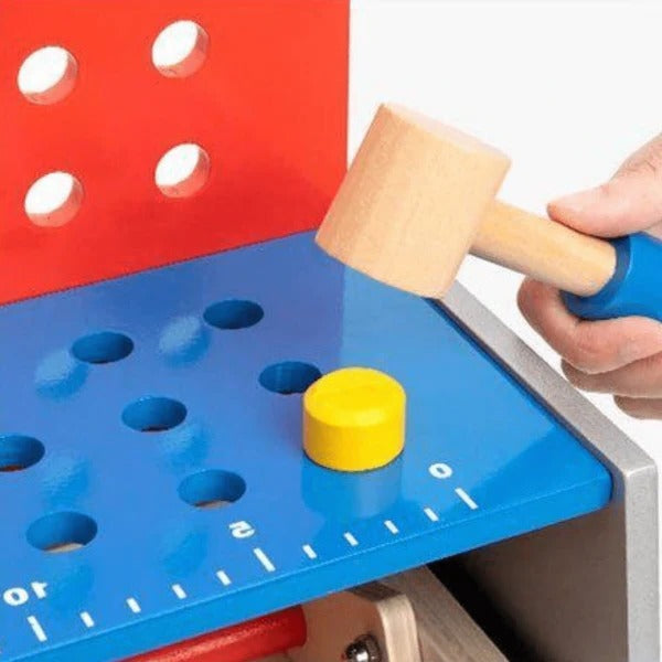 Belro kids pretend play work tool bench toy with realistic tools and hardware for imaginative children's play.