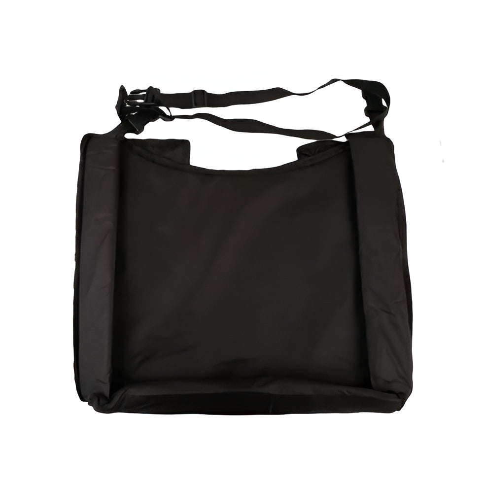 Belro Snack & Play Travel Seat attached to a luggage suitcase, portable and compact for convenient travel and on-the-go entertainment.