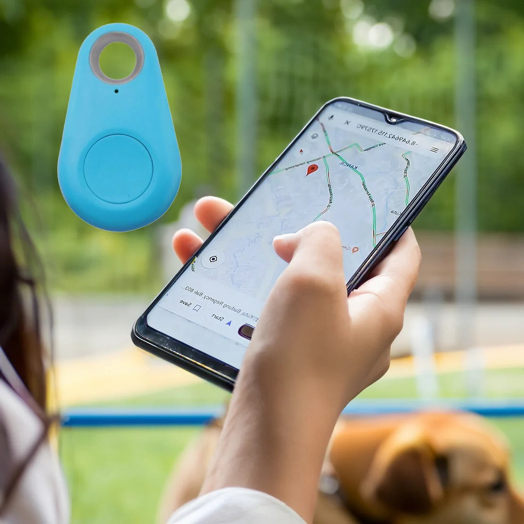 Belro Pets Smart Waterproof GPS Tracker for pets, showing device with display and waterproof casing in close-up.