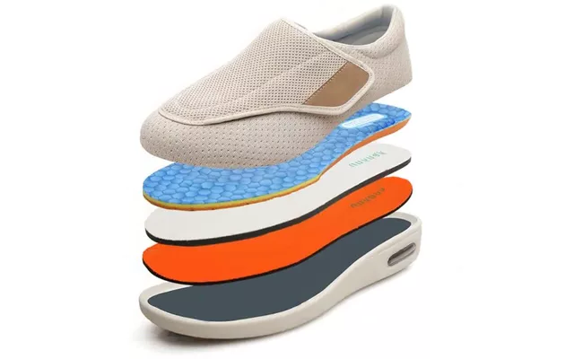 Belro wide diabetic shoes designed for swollen feet, black leather upper with adjustable straps and comfortable sole for foot support.