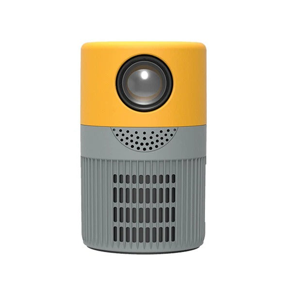 Belro portable mini movie projector displaying a bright image on a wall, compact electronic device for home entertainment.