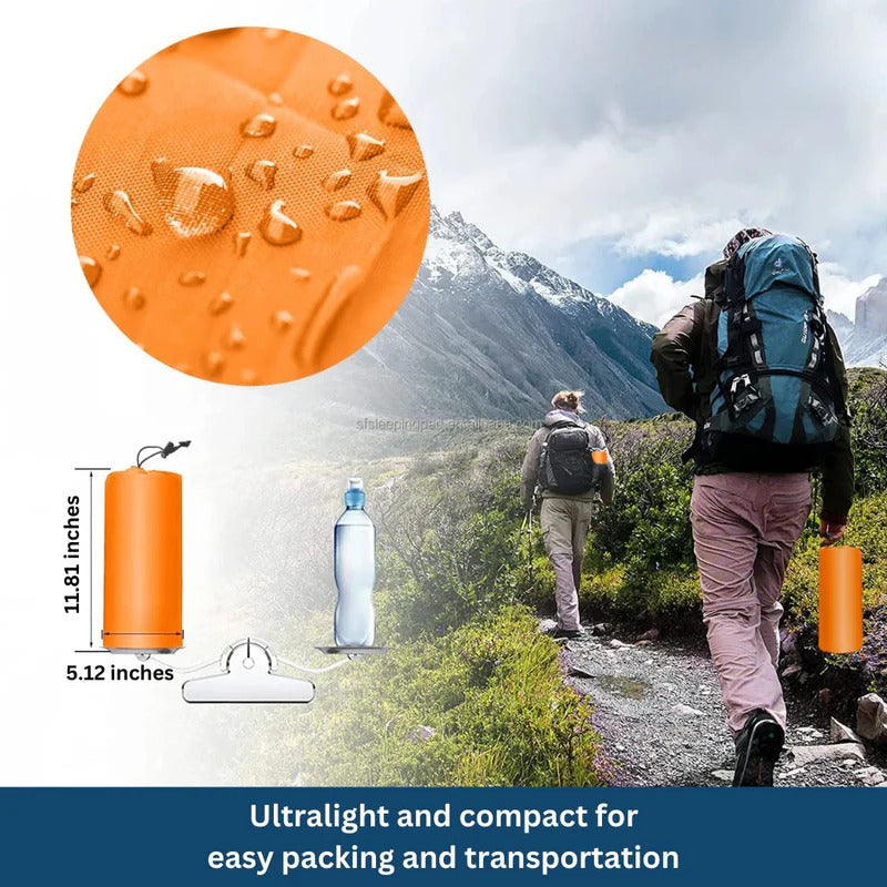 Belro ultralight and compact sleeping pad for outdoor camping, shown rolled out on grassy ground in a natural setting.