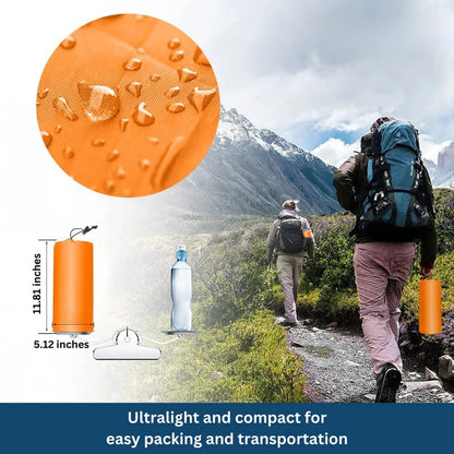 Belro ultralight and compact sleeping pad for outdoor camping, shown rolled out on grassy ground in a natural setting.